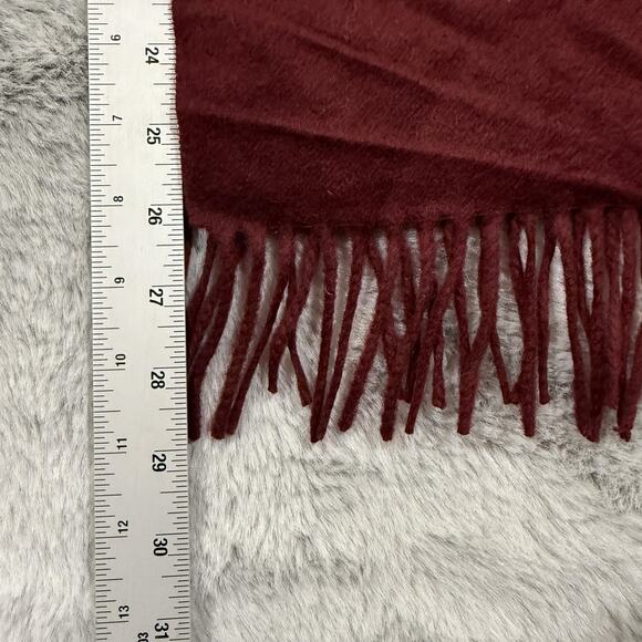 Loro Piana Scarf Mens Burgundy Red 100% Cashmere Italy Fringed Luxury Wrap Shawl - Picture 9 of 11